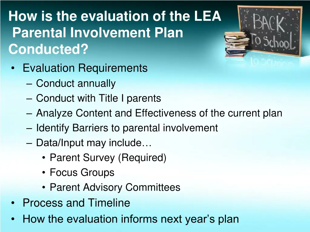 how is the evaluation of the lea parental