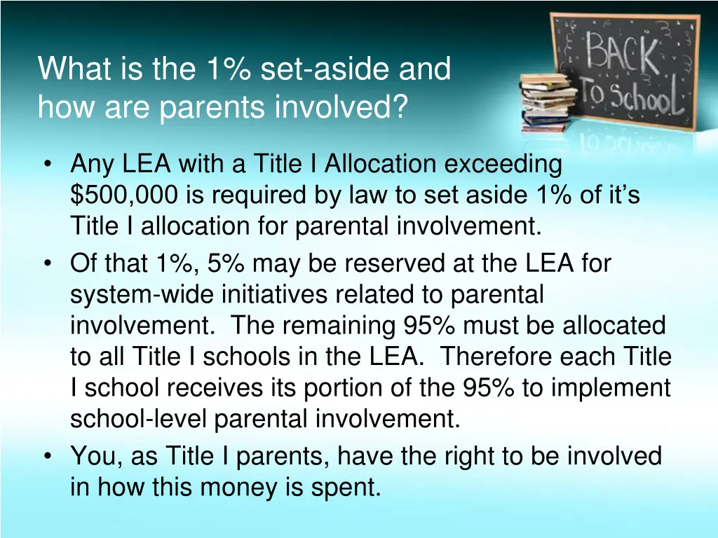 what is the 1 set aside and how are parents