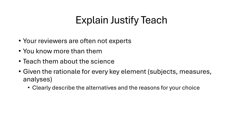 explain justify teach