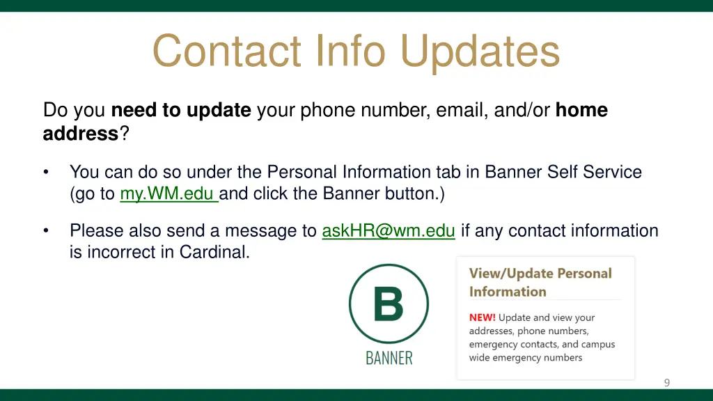 contact info updates