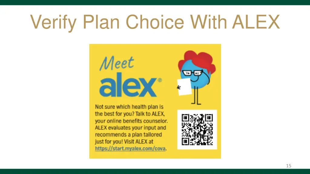 verify plan choice with alex