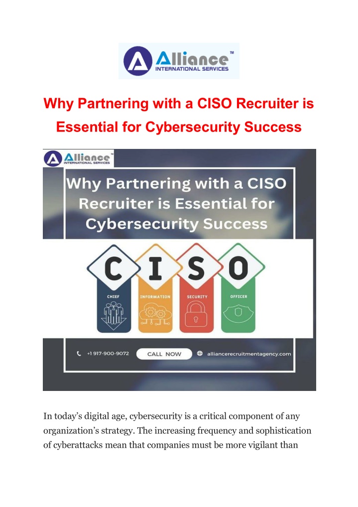 why partnering with a ciso recruiter is essential