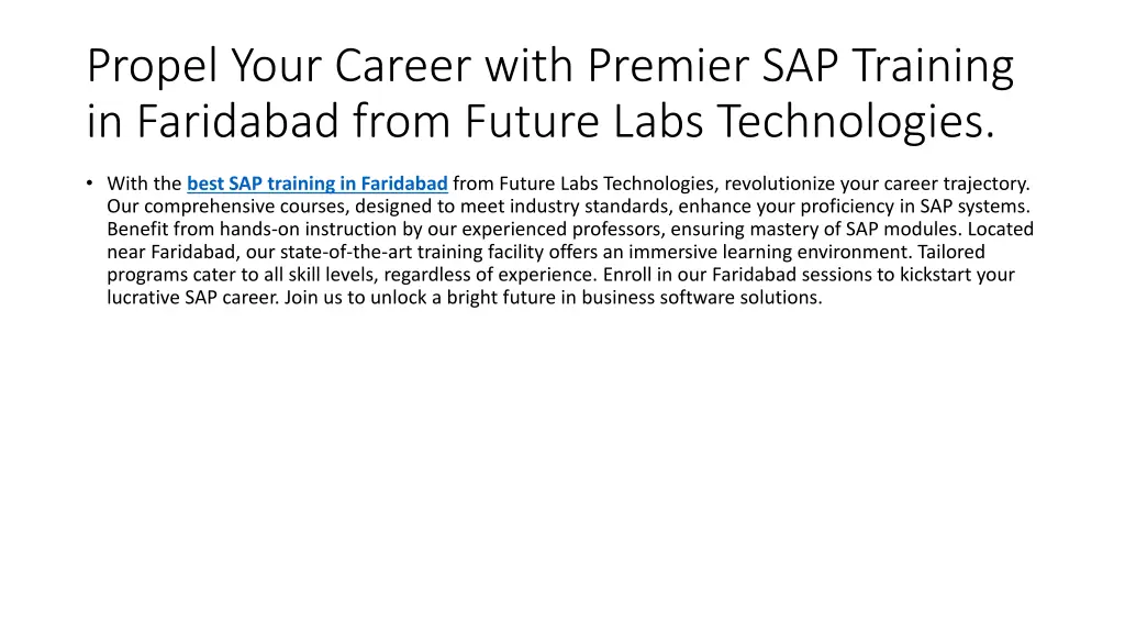 propel your career with premier sap training