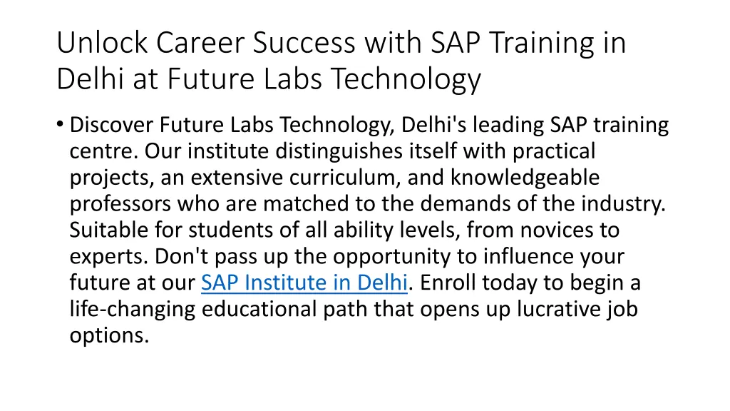 unlock career success with sap training in delhi