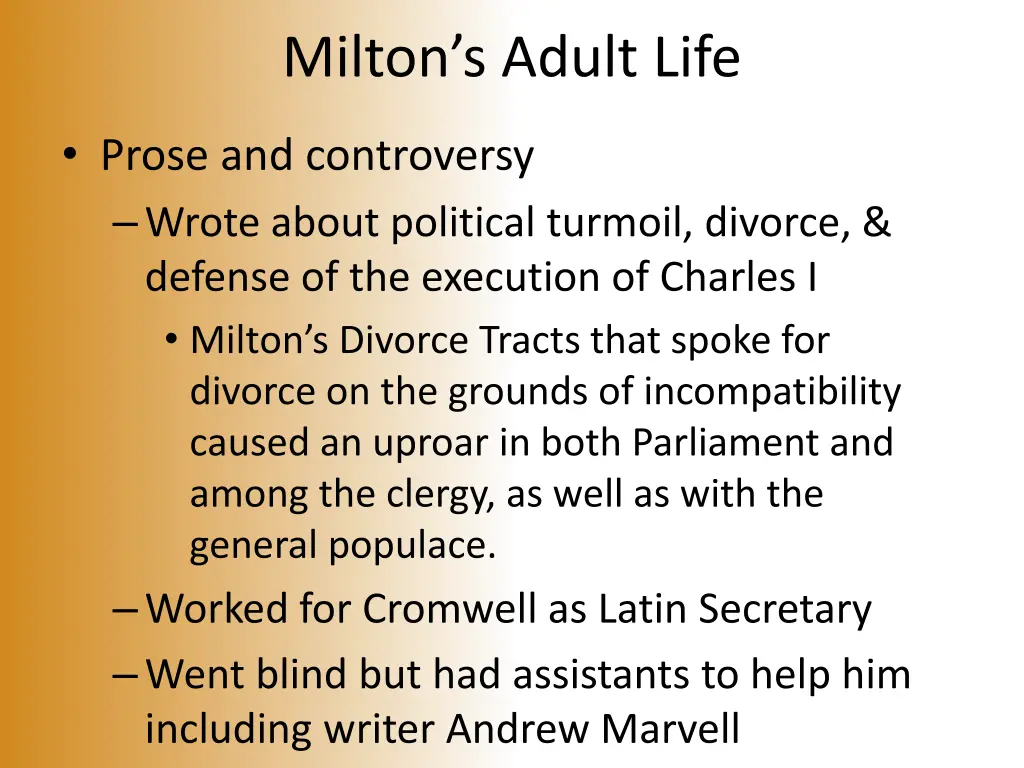 milton s adult life