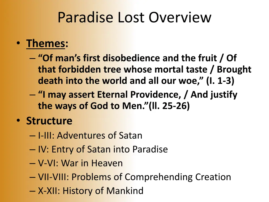 paradise lost overview