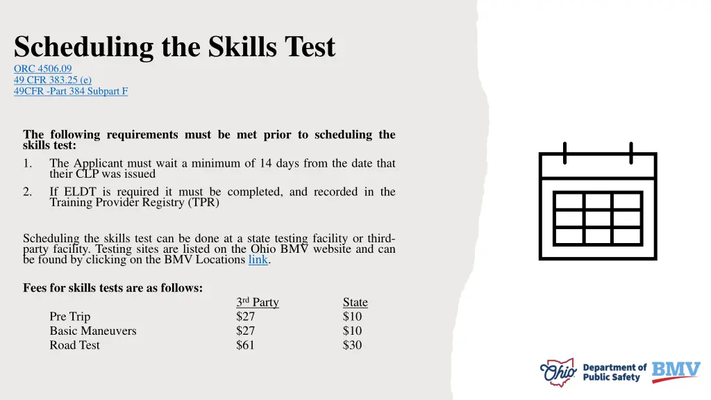 scheduling the skills test orc 4506