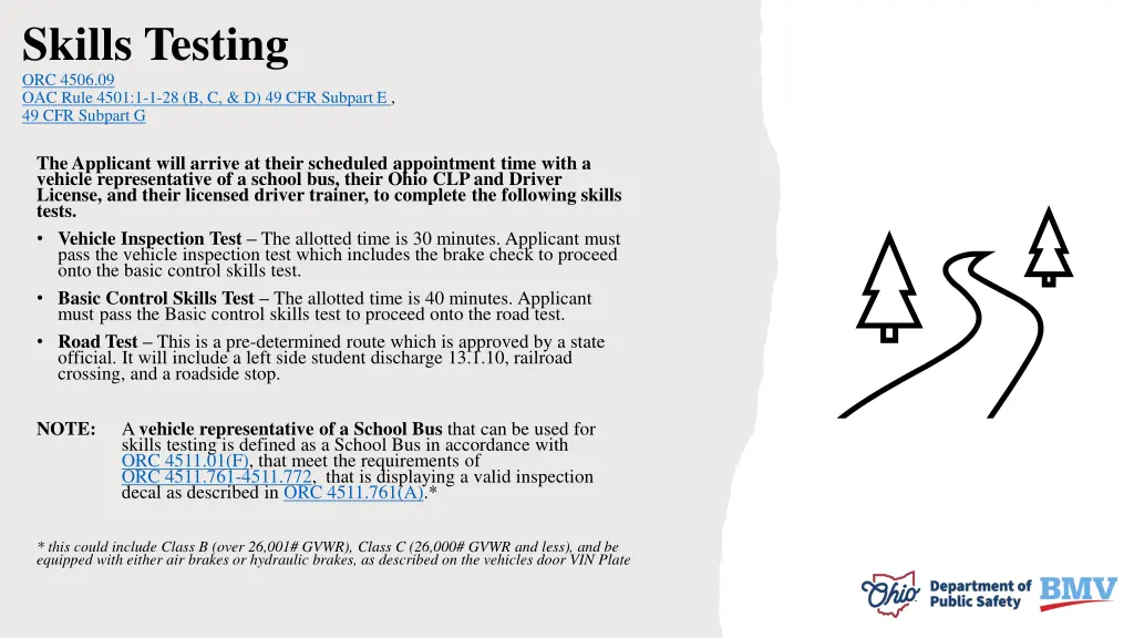 skills testing orc 4506 09 oac rule 4501