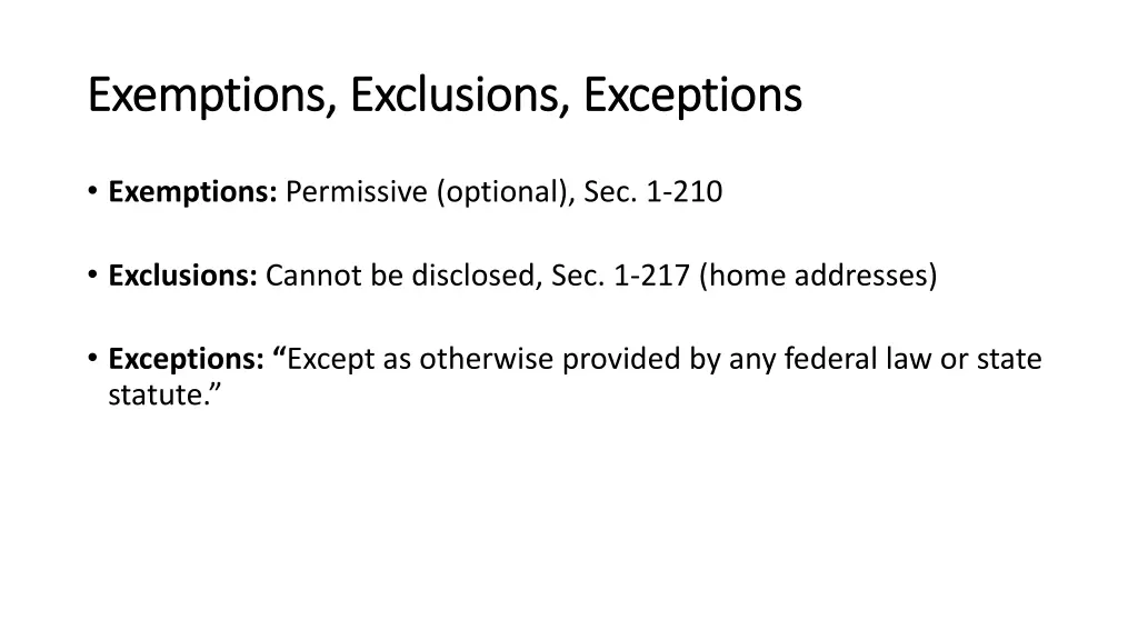 exemptions exclusions exceptions exemptions