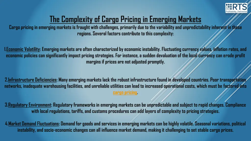 the complexity of cargo pricing in emerging