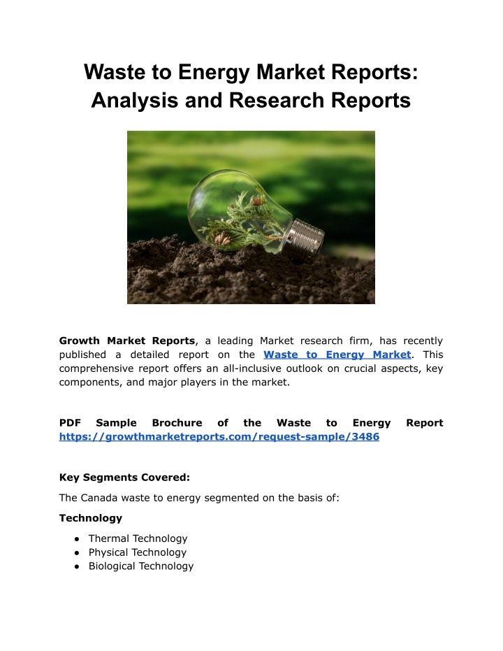 waste to energy market reports analysis