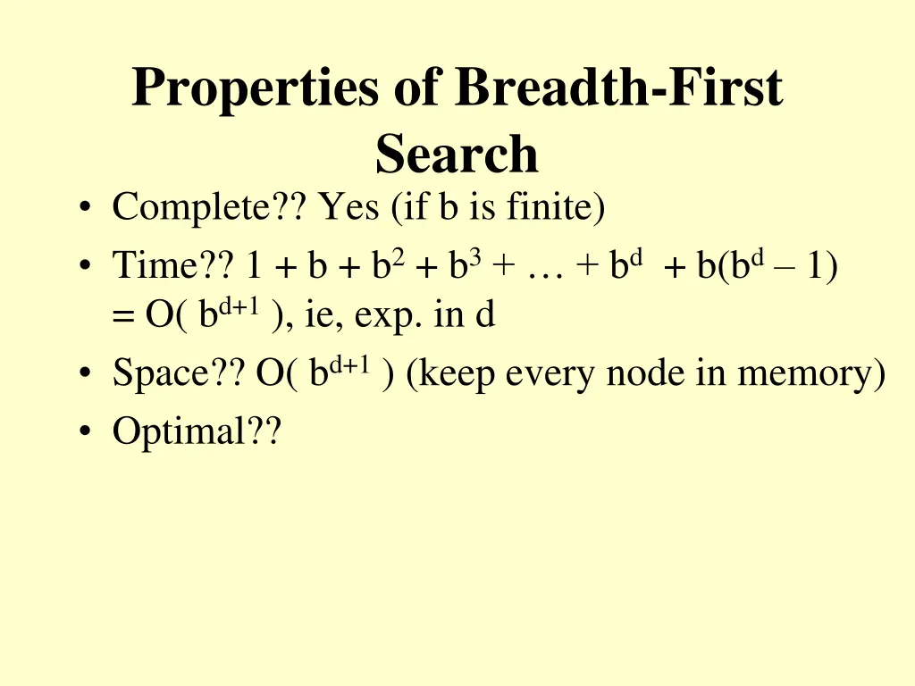 properties of breadth first search complete 3