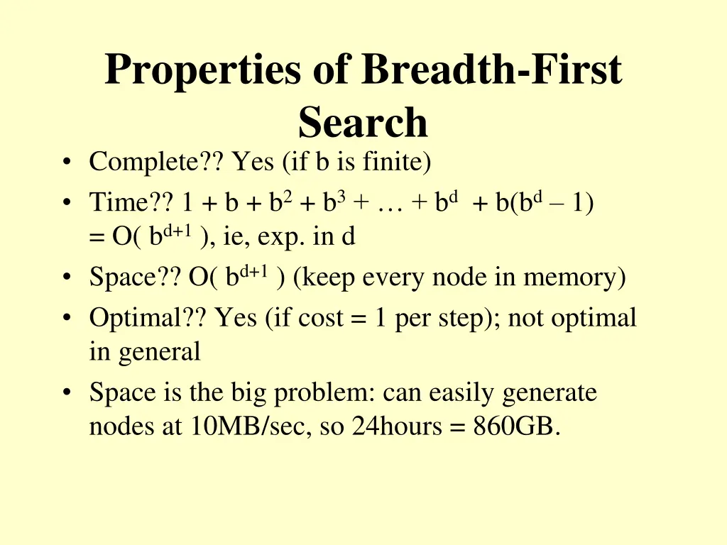 properties of breadth first search complete 4