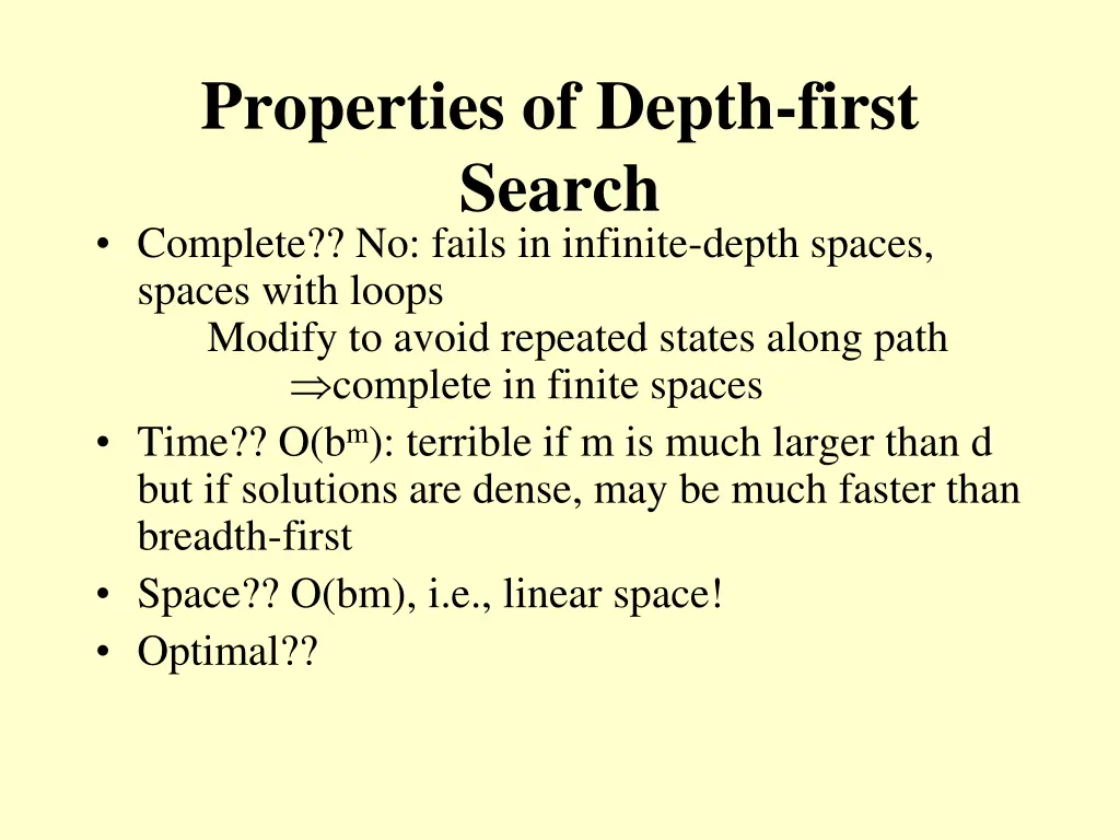 properties of depth first search complete 3