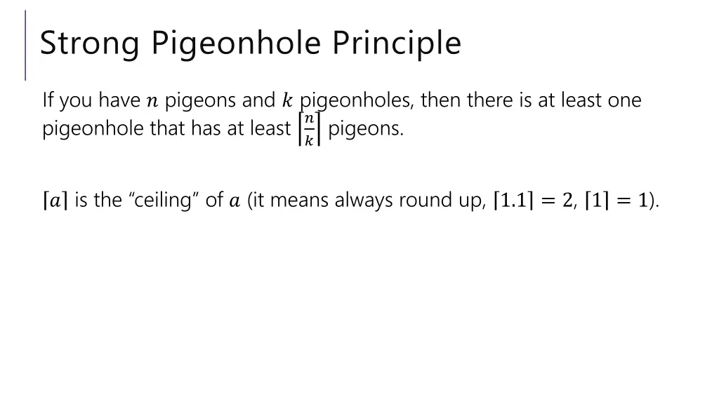 strong pigeonhole principle