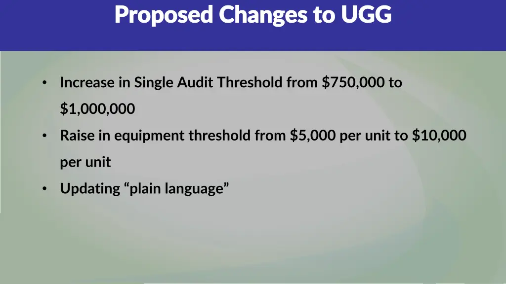 proposed changes to ugg proposed changes to ugg