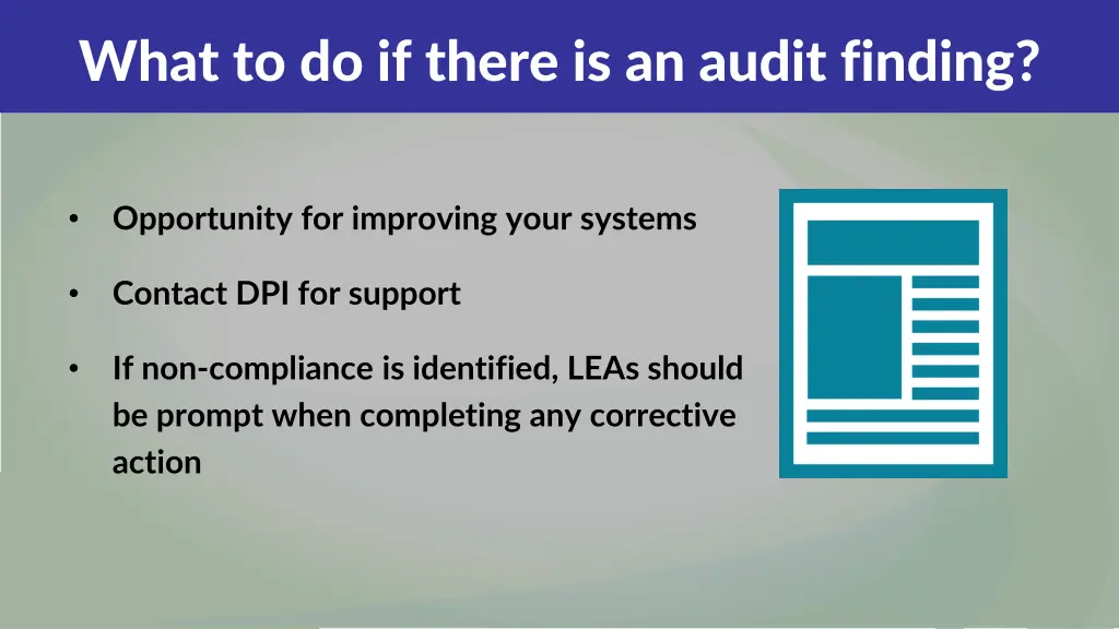 what to do if there is an audit finding