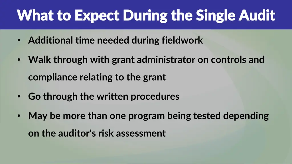 what to expect during the single audit what