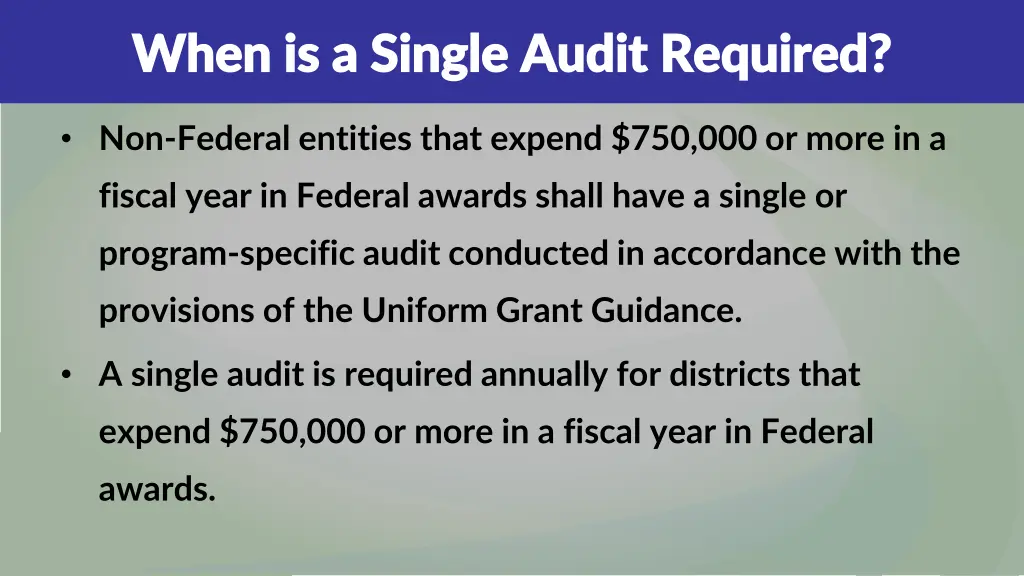 when is a single audit required when is a single