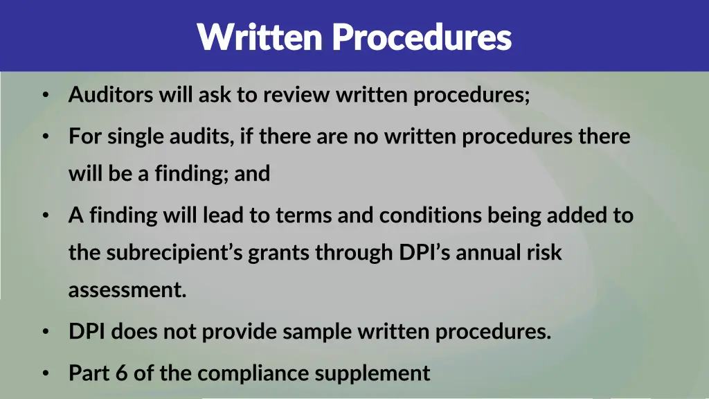 written procedures written procedures