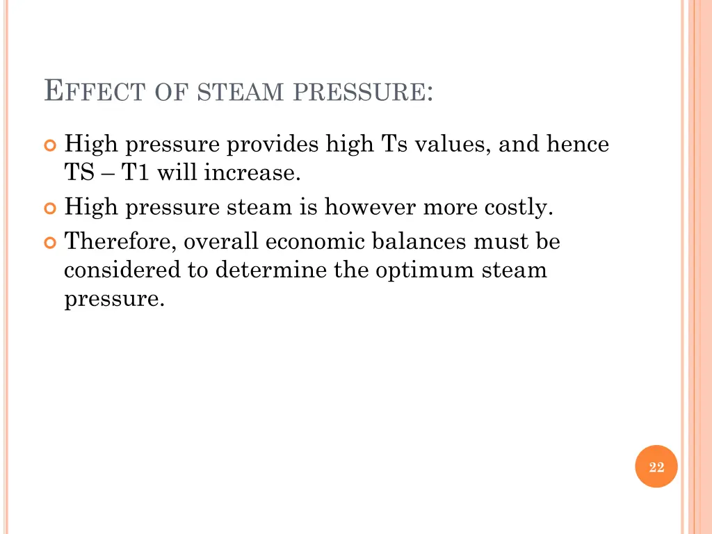 e ffect of steam pressure