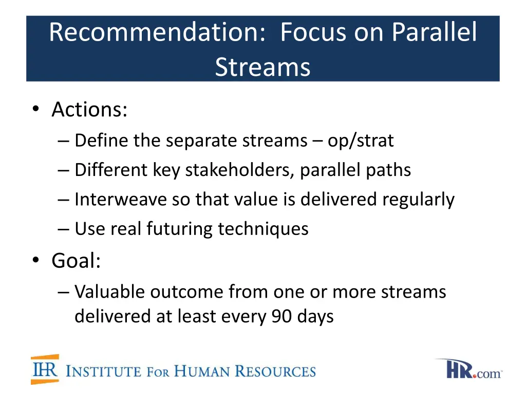 recommendation focus on parallel streams