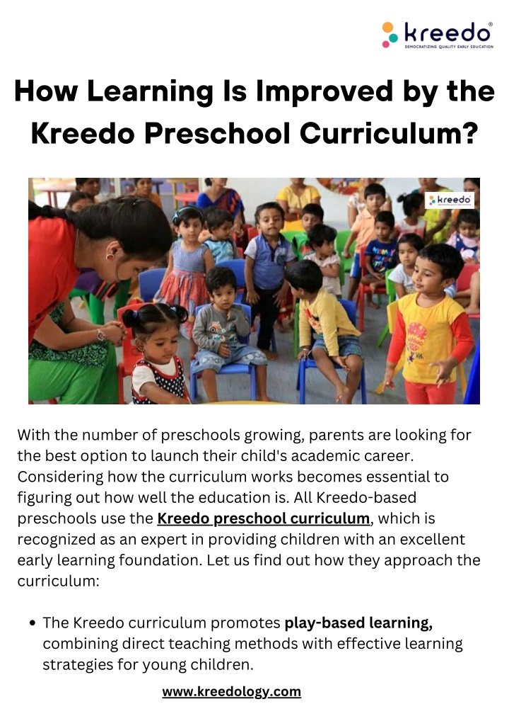 how learning is improved by the kreedo preschool