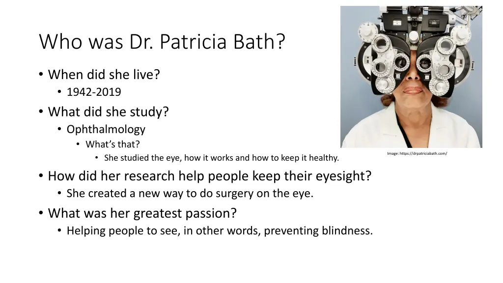 who was dr patricia bath