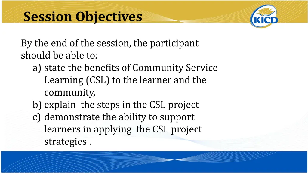 session objectives