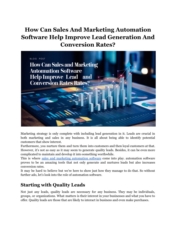 how can sales and marketing automation software