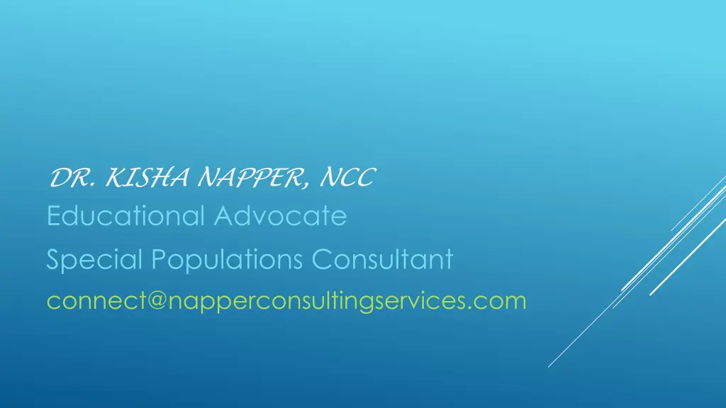 dr kisha napper ncc educational advocate special