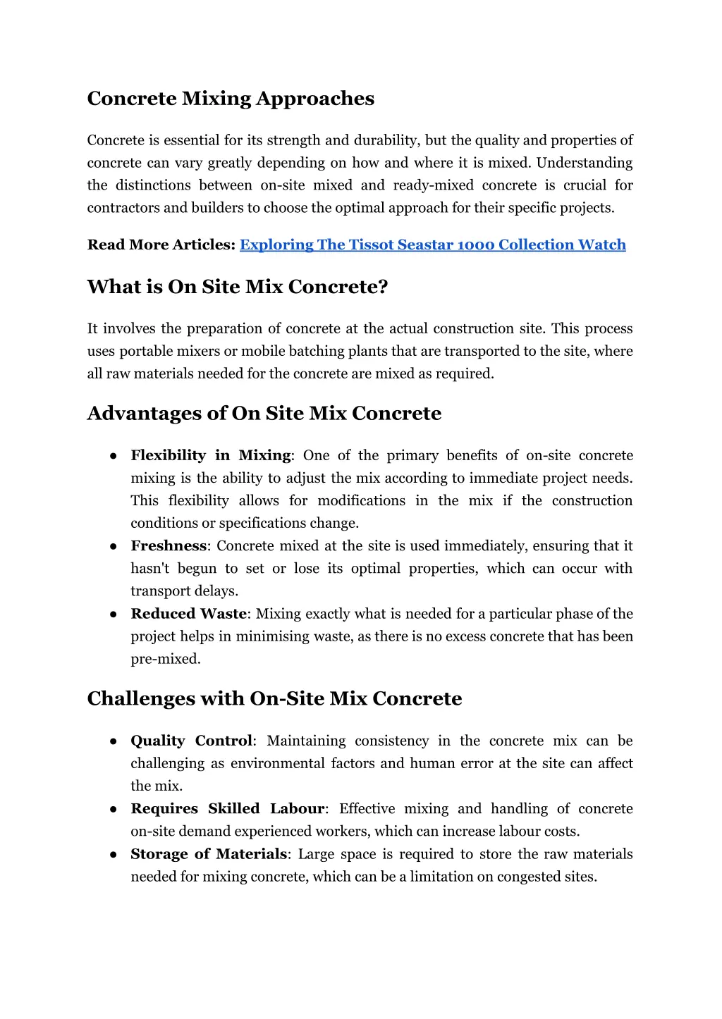 concrete mixing approaches