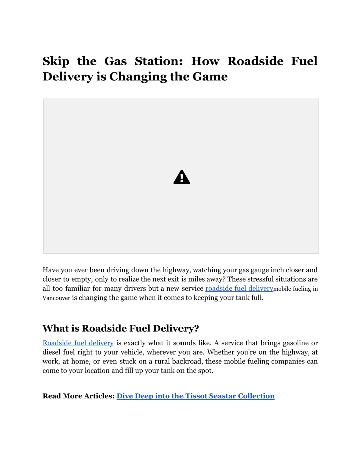 skip the gas station how roadside fuel delivery