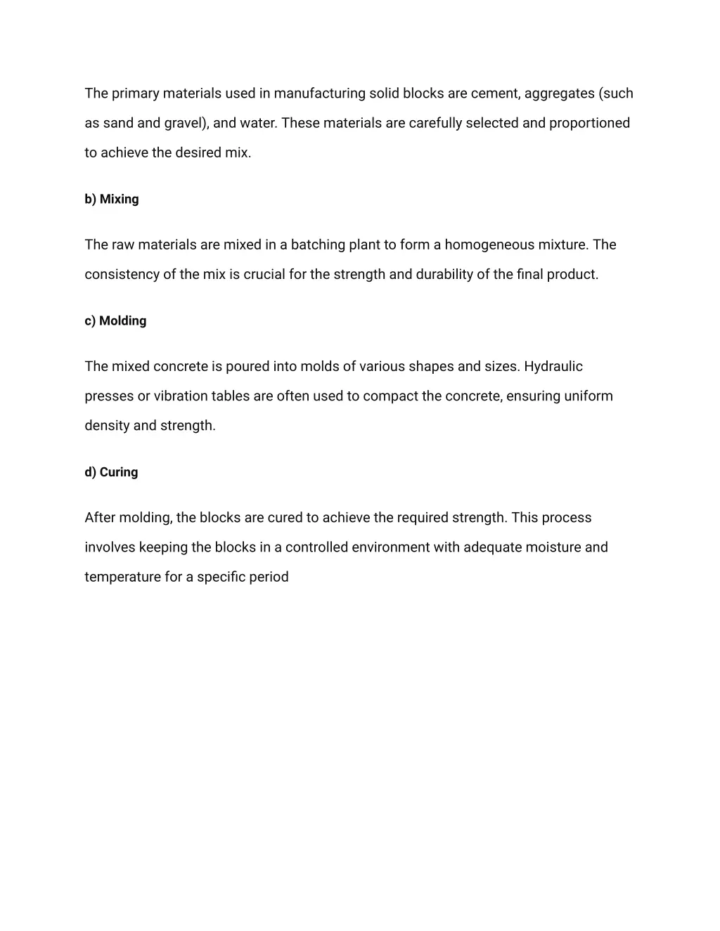 the primary materials used in manufacturing solid