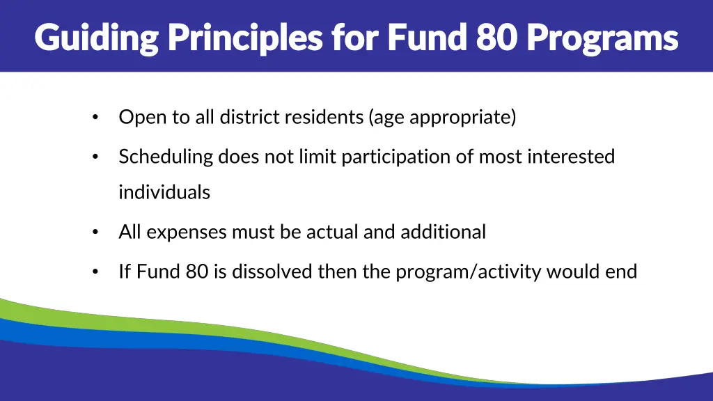 guiding principles for fund 80 programs guiding 1