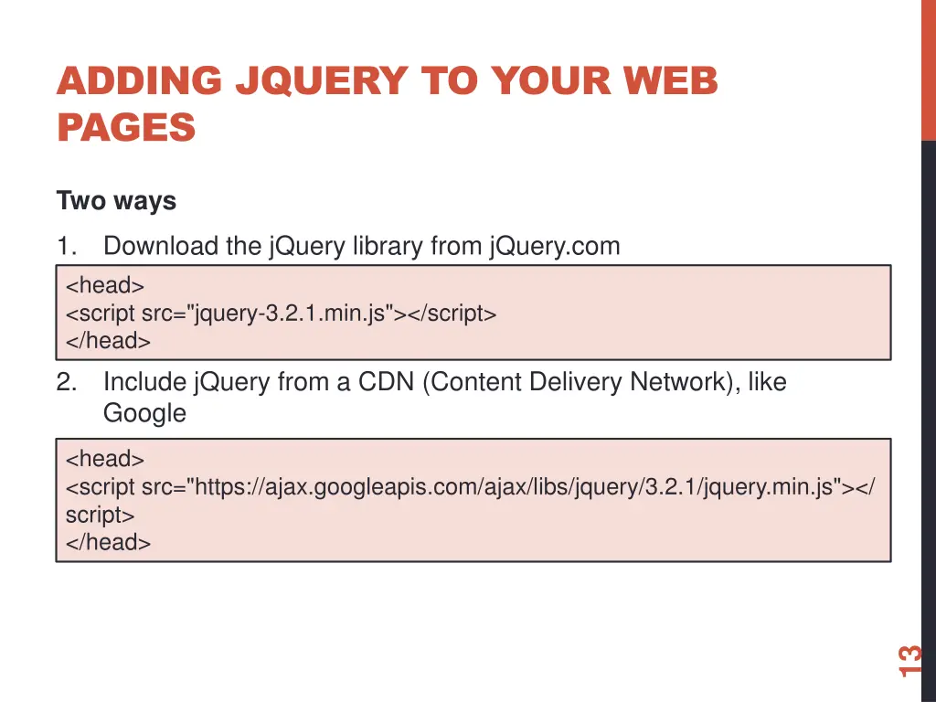 adding jquery to your web pages