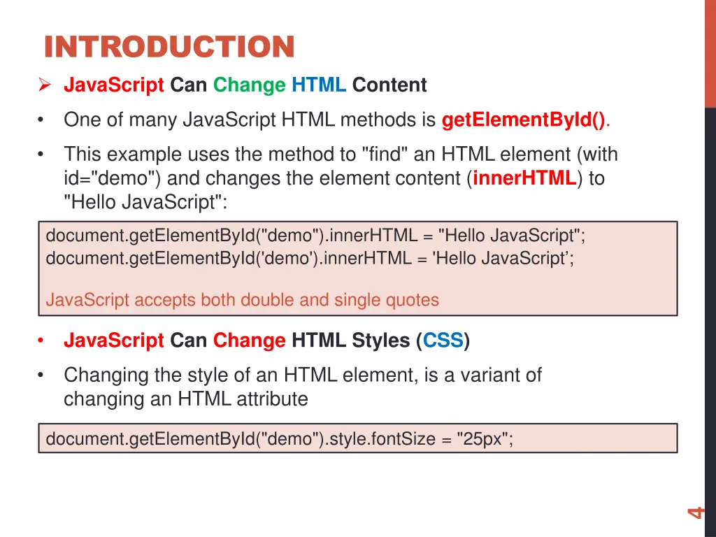 introduction javascript can change html content