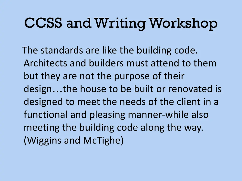 ccss and writing workshop