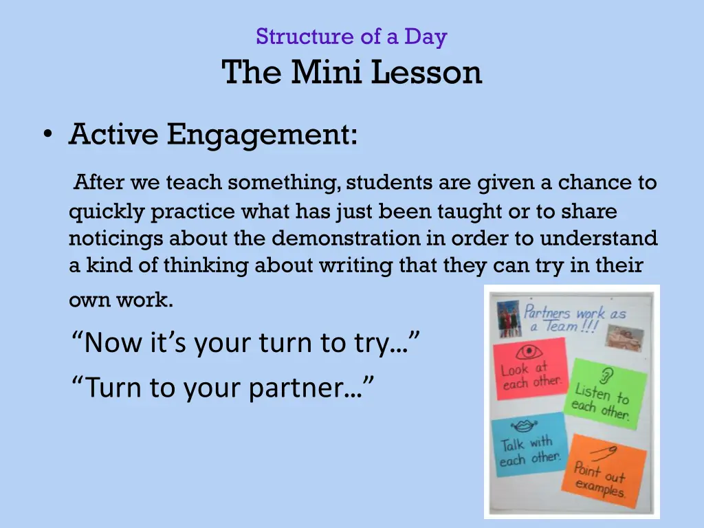 structure of a day the mini lesson 3