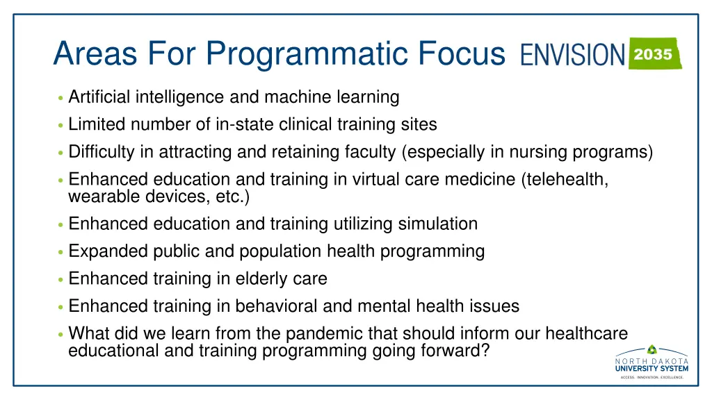 areas for programmatic focus