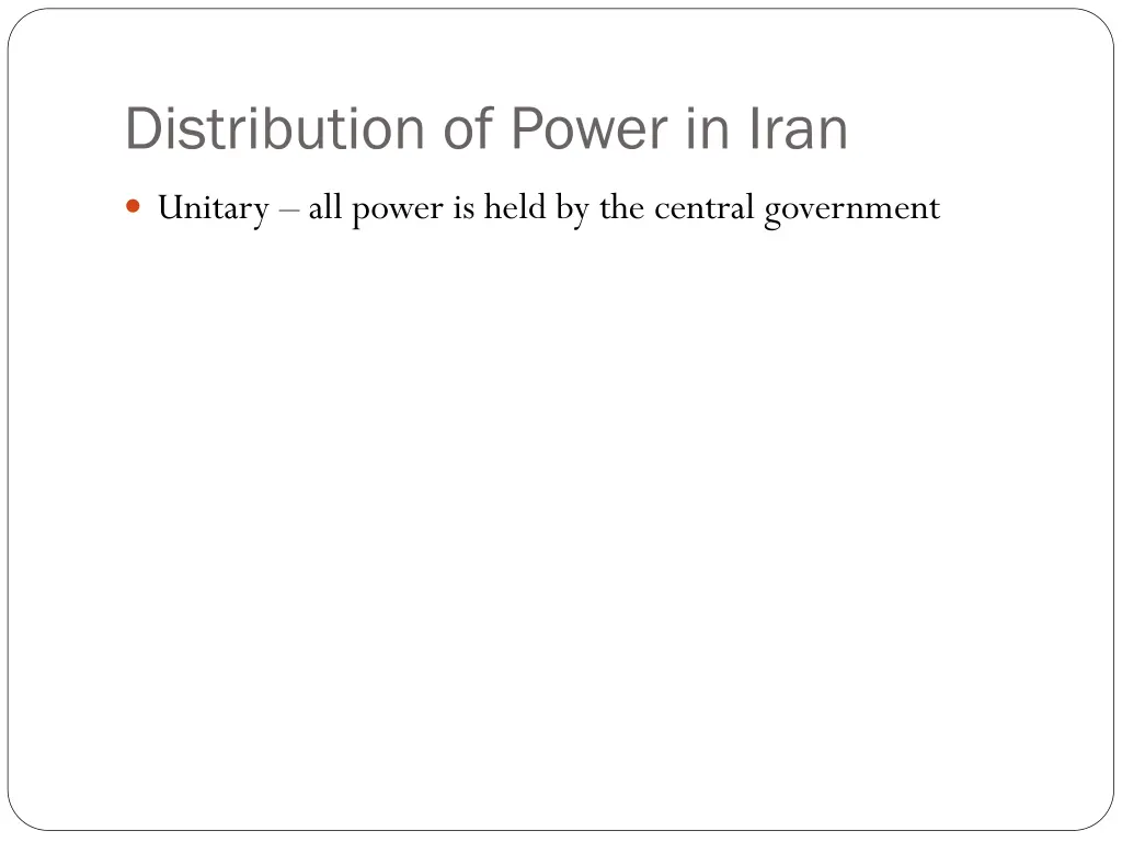 distribution of power in iran