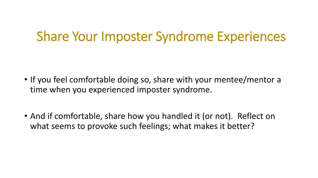 share your imposter syndrome experiences share