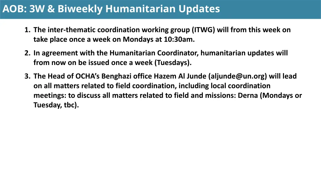 aob 3w biweekly humanitarian updates