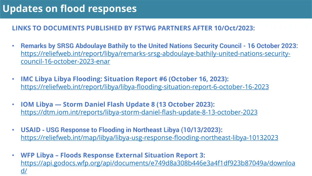 updates on flood responses