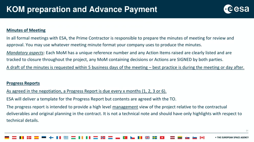 kom preparation and advance payment 1