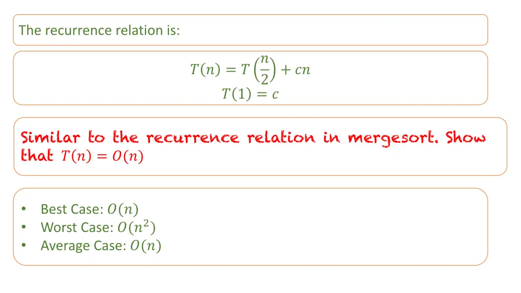 the recurrence relation is