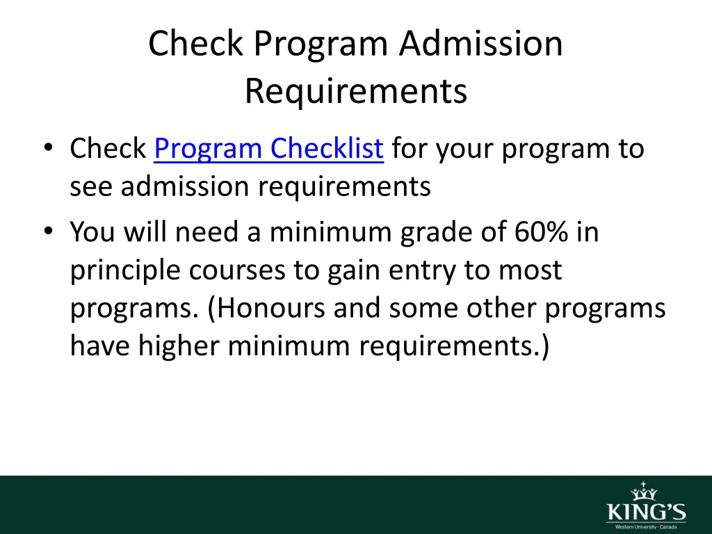 check program admission requirements