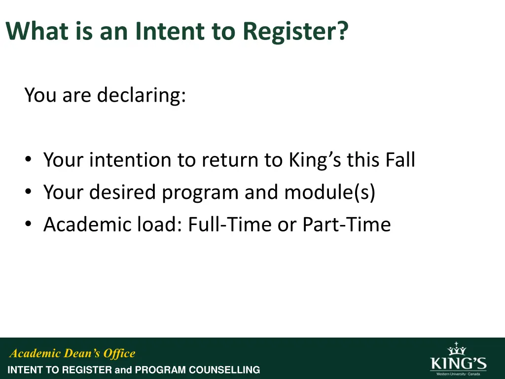 what is an intent to register