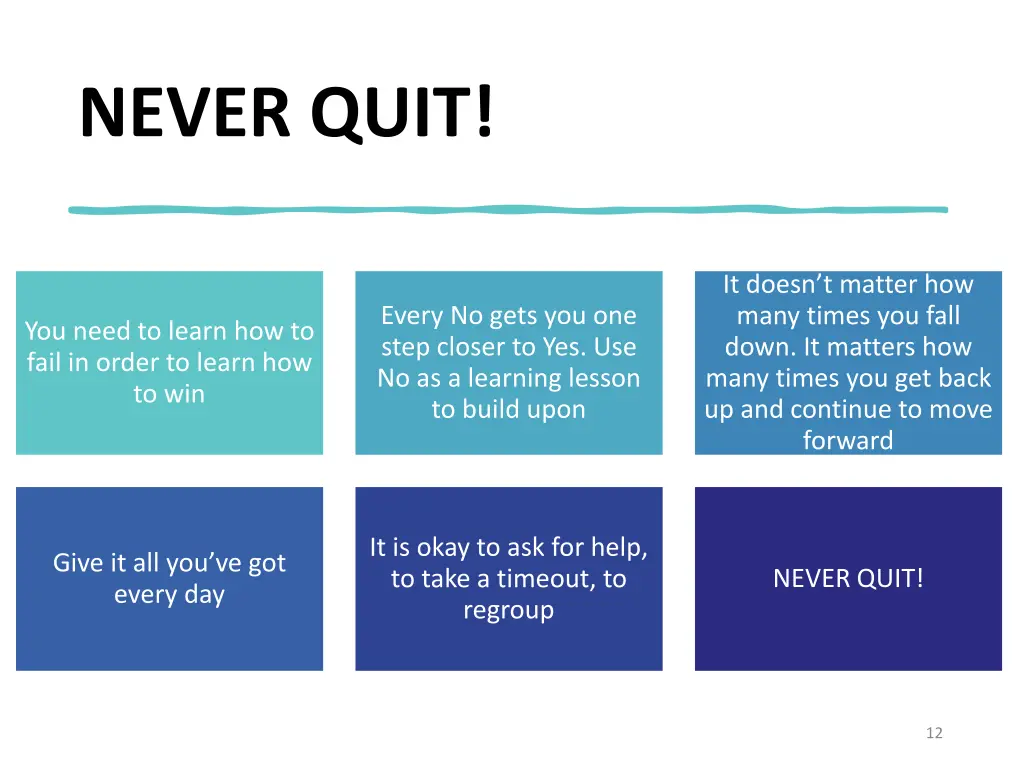 never quit