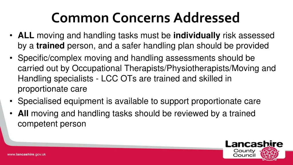 common concerns addressed all moving and handling